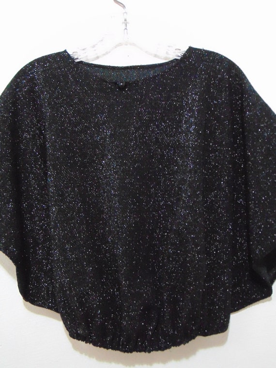 Y2K VINTAGE Black Metallic shirt Sparkle black pl… - image 7