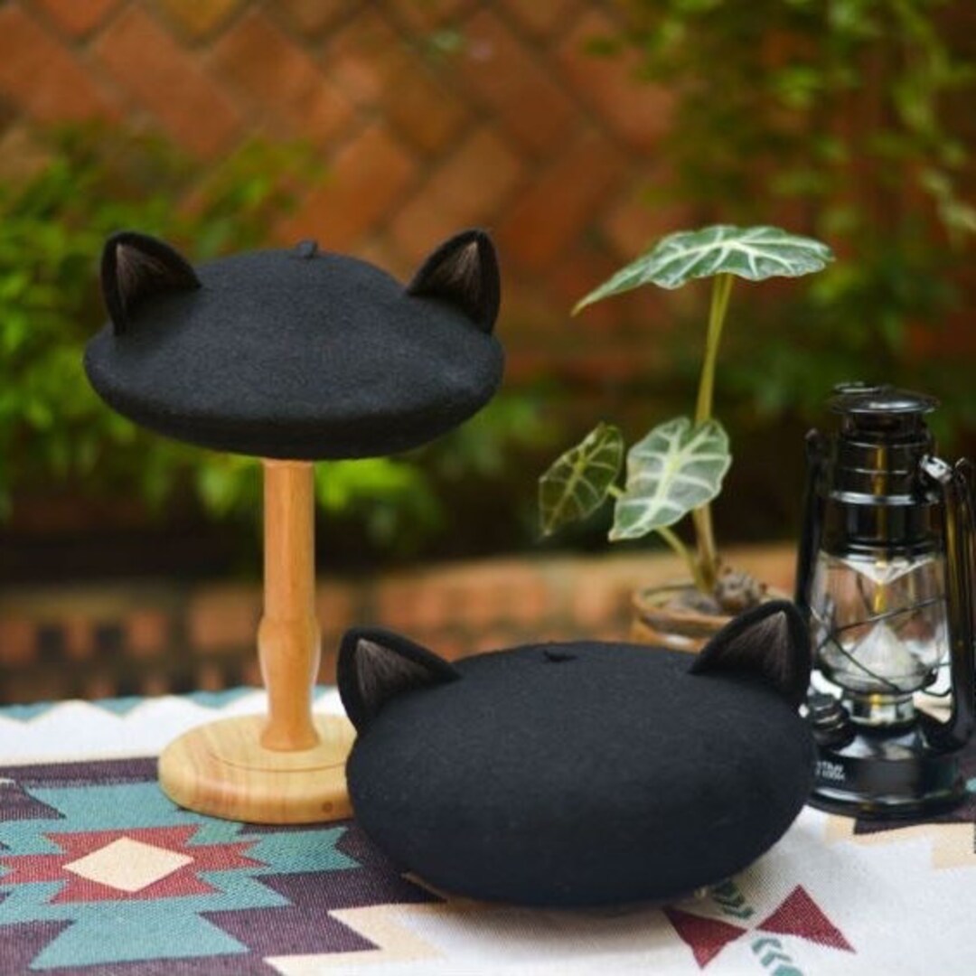 Cat Beret Hat for Women and Kid Cat Ear Berets Girl Women Etsy