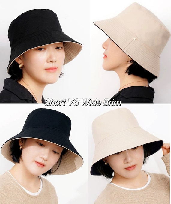 Oversized Reversible Short/wide Brim Bucket Hat, Large Bucket Hat