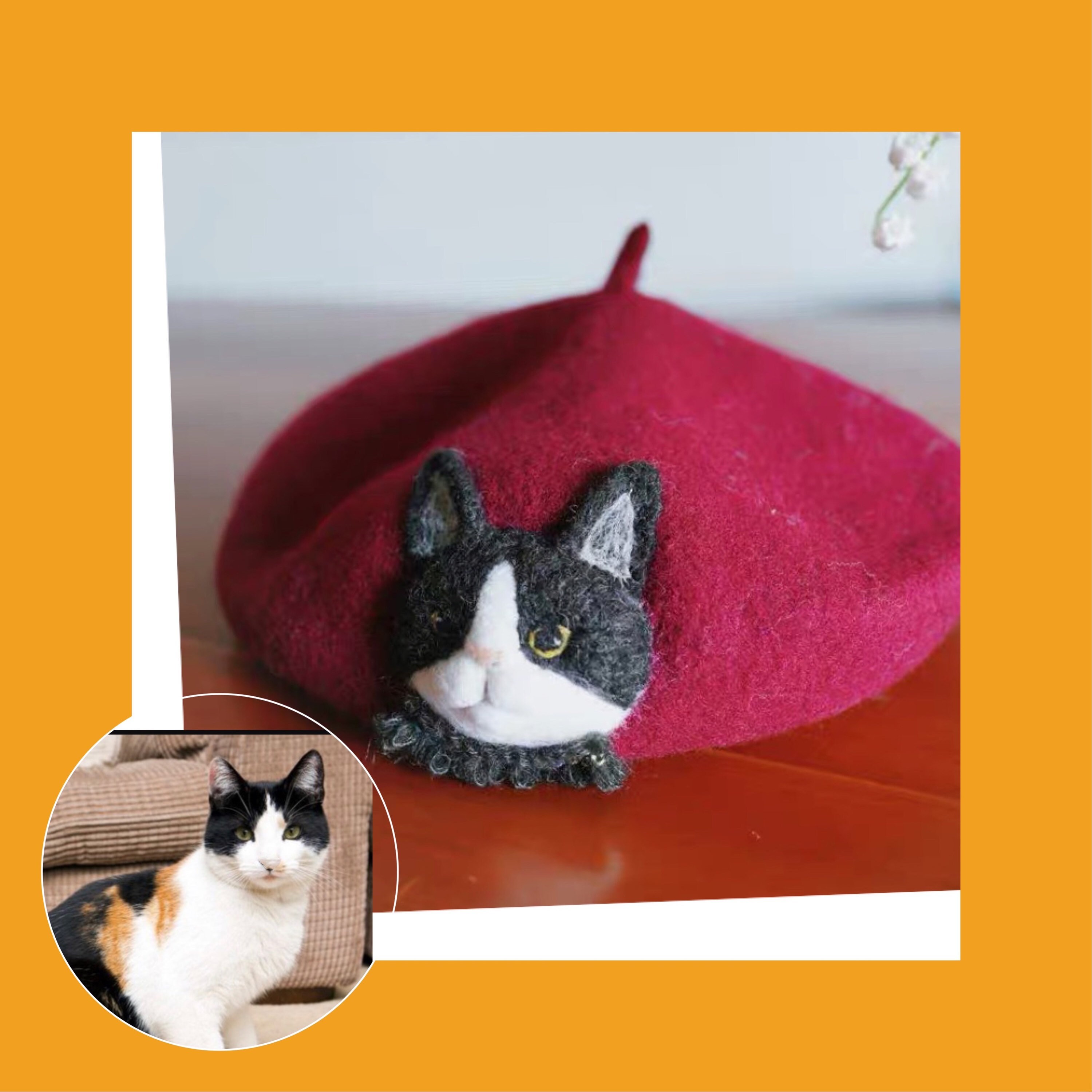 Custom Made Cat Beret Wool Felted Beret Beret Hat for Women Etsy