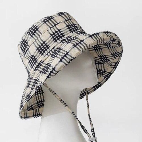 Plaid Bucket Hat Wide Brim Bucket Hat 