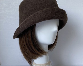 Chapeau cloche en laine| Bonnet d'hiver pour femme| Bob en laine pour femme| Chapeau automne/hiver pour fille | Chapeau élégant pour femme | 100 % laine australienne