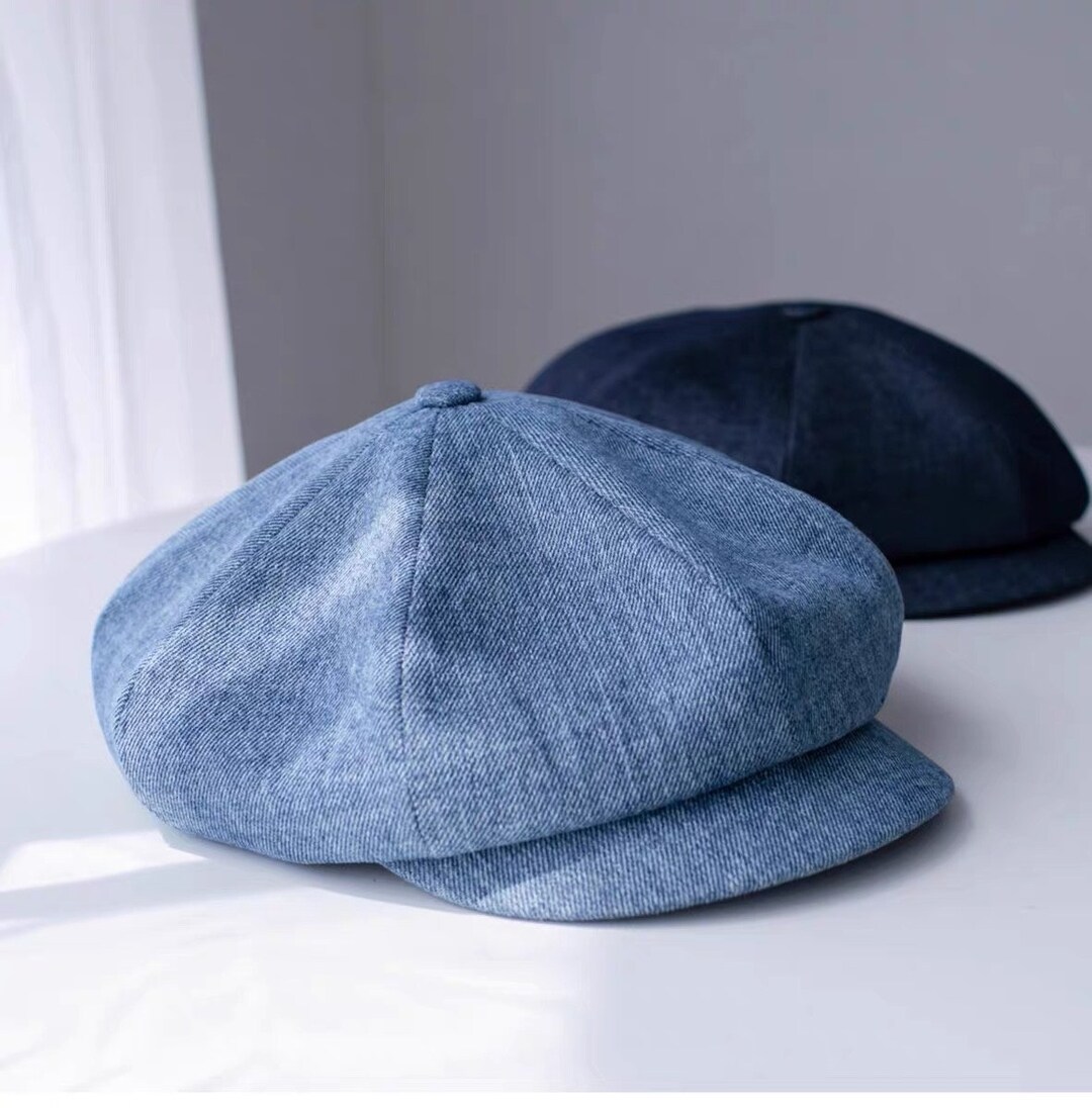 Unisex Oversize Denim Newsboy Cap for Women, Custom Made Newsboy Cap