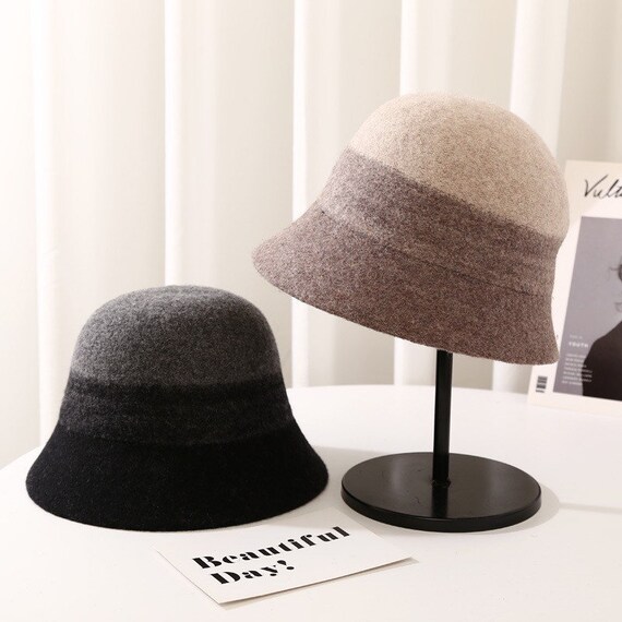 Wool Cloche Hat Bucket Hat for Women 