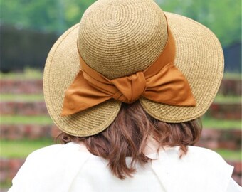 Large Straw Hat with Bow Tie,  Large Straw Hat for Women, Straw Hat, Sun hat, Beach Hat,Summer Hat for Women