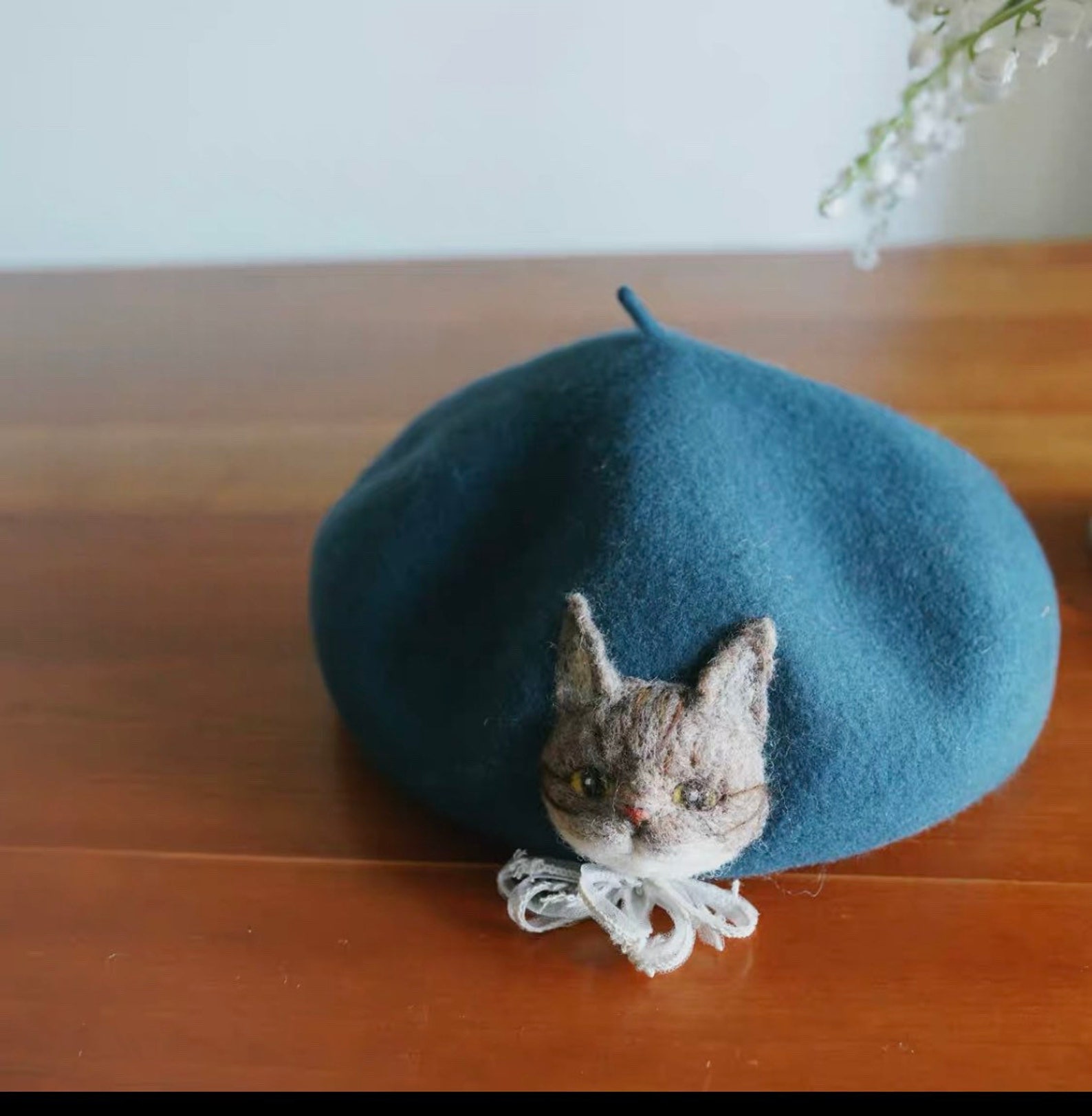 Custom Made Cat Beret Wool Felted Beret Beret Hat for Women Etsy