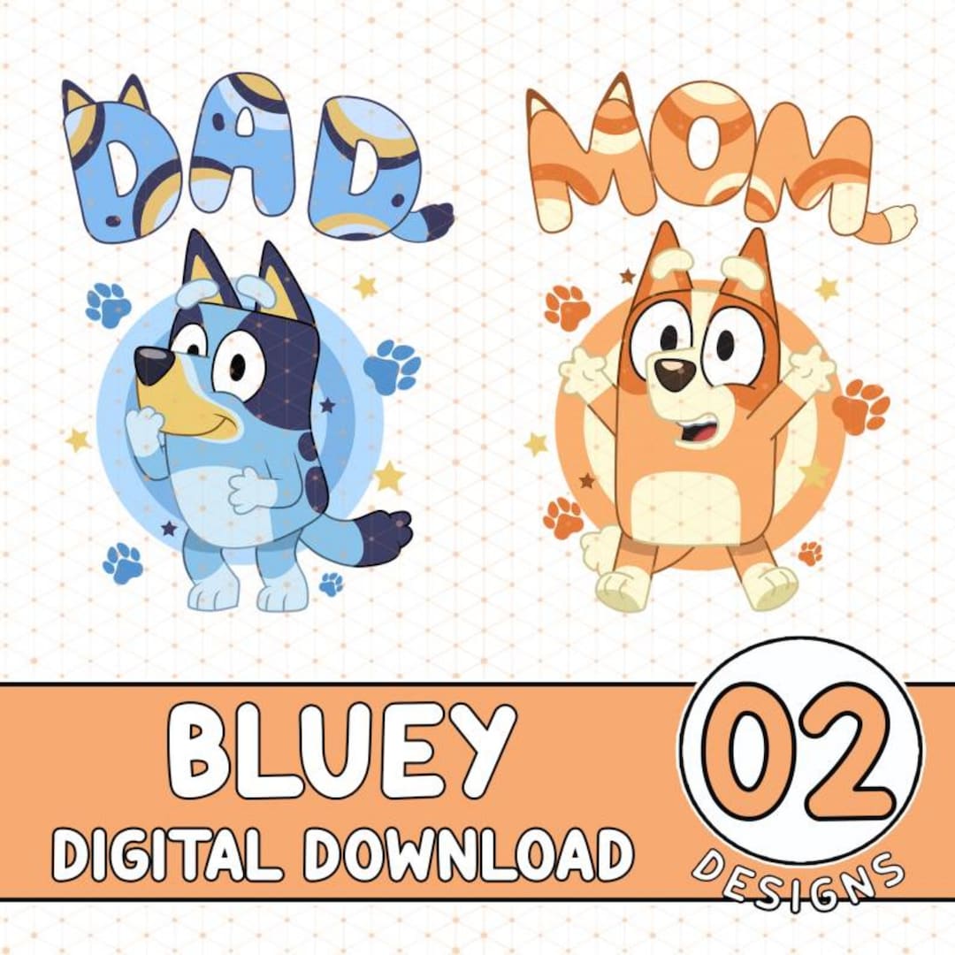 Bluey Mom Dad PNG, Bluey Bingo Bandit Shirt, Bluey Design Gift for Mom ...