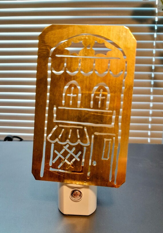 Brass LED Night Light with Sensor - Building
