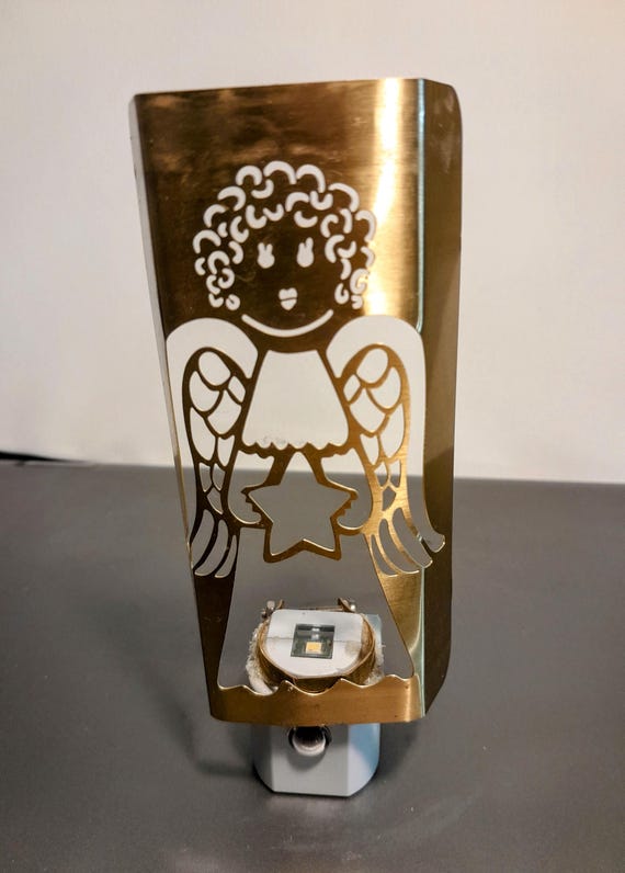 Brass LED Night Light with Sensor - Angel