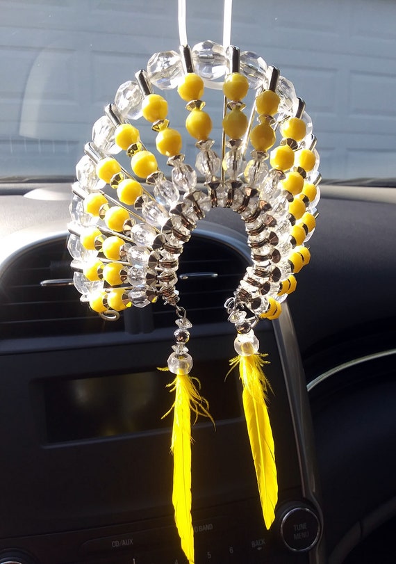 Beaded Headdress - Yellow and White