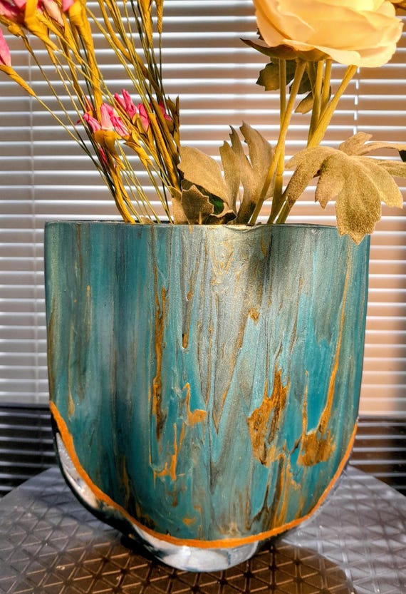 Glass Handmade Acrylic 8" Tall Vase