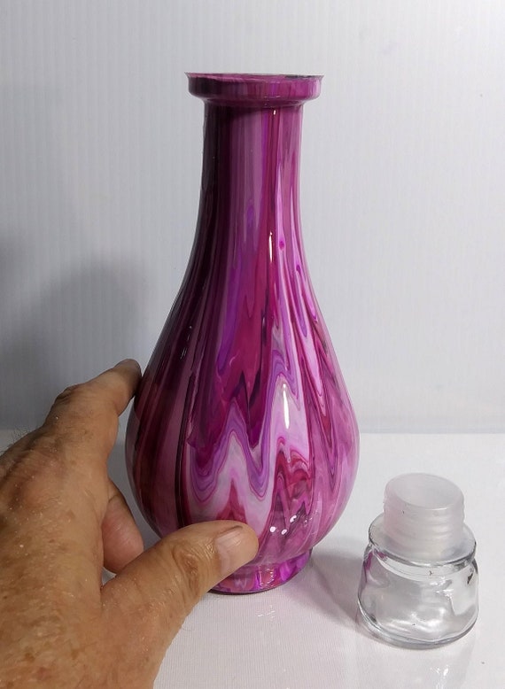 Glass Acrylic Painted Bottle with Glass Top