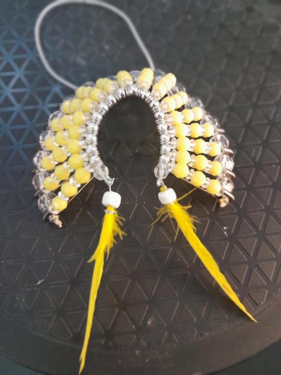 Beaded Headdress - Yellow and Clear