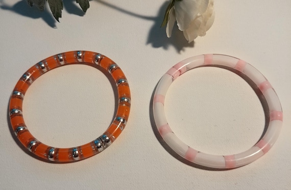 Two Clear Beaded Acrylic Bracelets