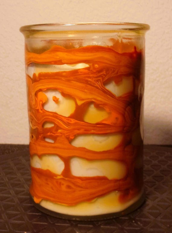 16oz Soy Candle Lavender Scented. Beautiful handmade, with colorful acrylic design
