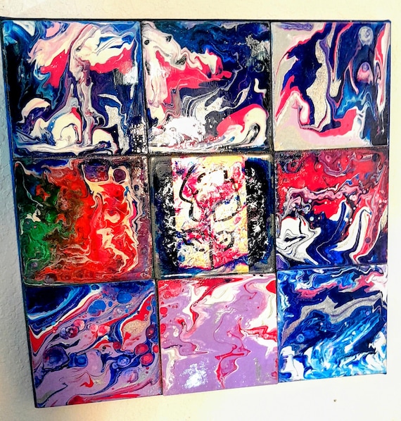 Original Acrylic Contemporary Art with nine original tiles