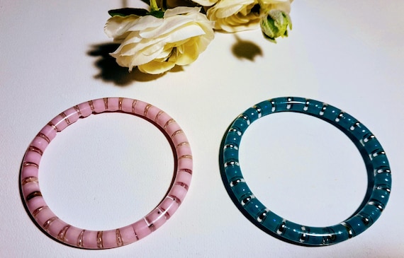 Two Clear Beaded Acrylic Bracelets