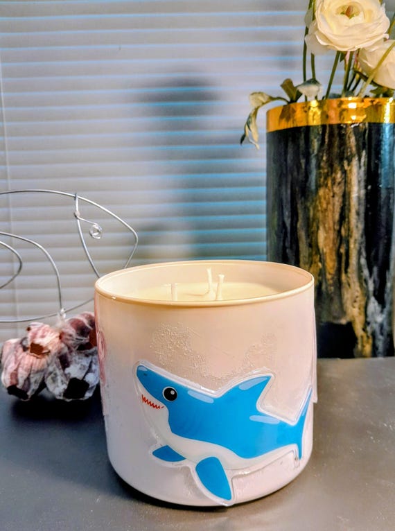 24oz Soy Candle Vanilla Scented with Sea Decals