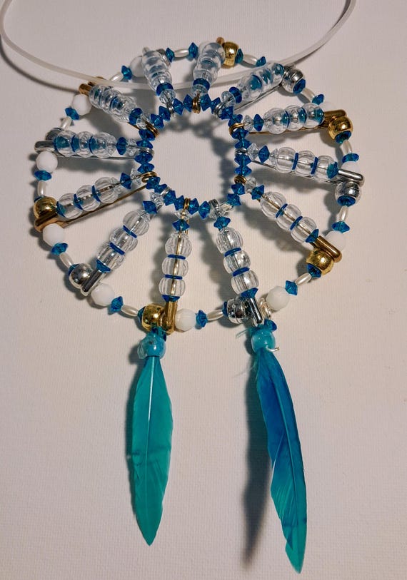 Beaded Dream Catcher - Blue & Clear