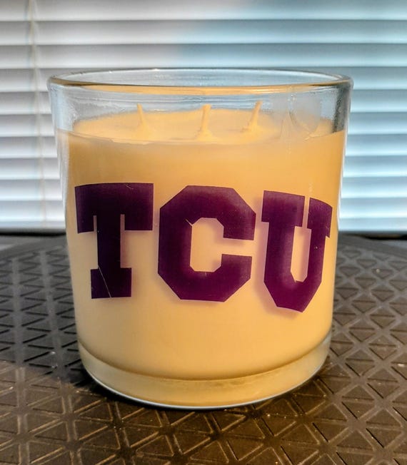 24oz TCU Vanilla Scented Soy Candle: Handmade Home Decor