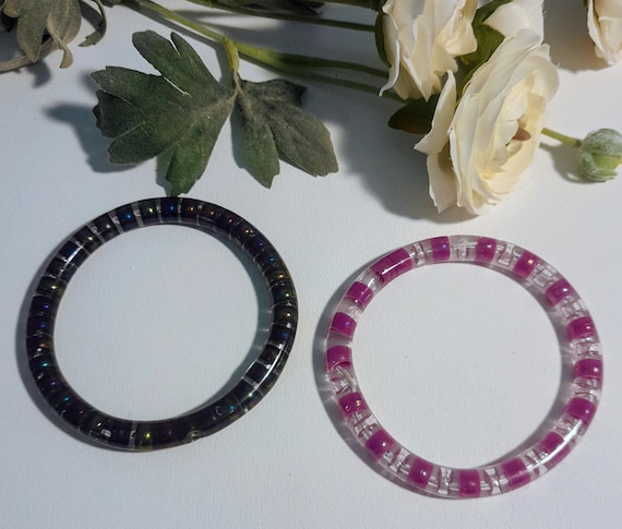 Two Clear Beaded Acrylic Bracelets