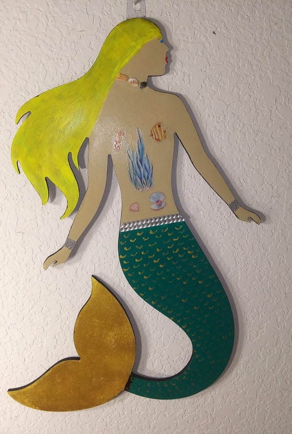 Beautiful Wood Mermaid Original Acrylic Painting