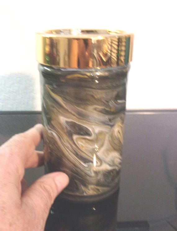 Glass Acrylic Painted Jar with Copper Top