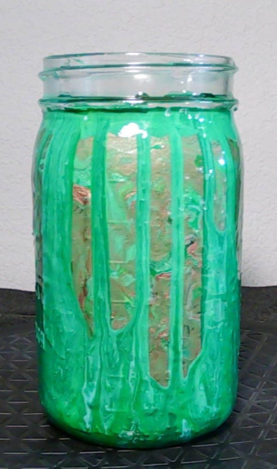 Glass Acrylic Painted Jar with Copper Top