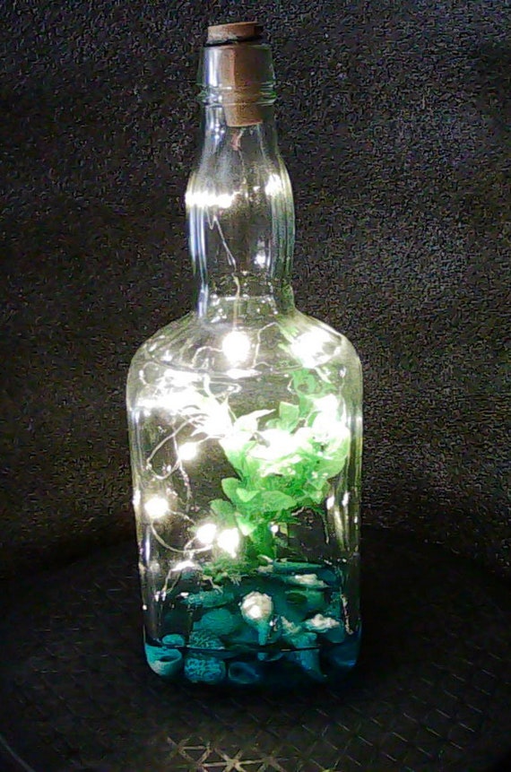Table Seashell Acrylic Large Bottle with Fairy Lights