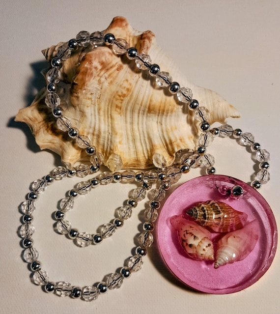 30" Clear Necklace with Seashells