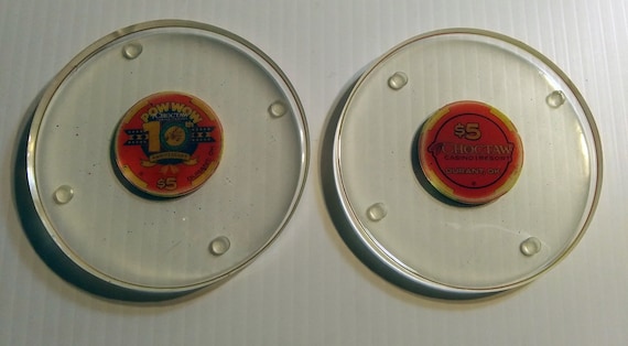 2 Casino 5 Dollar Chips Acrylic Coasters