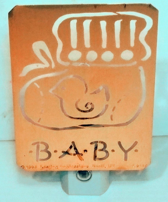 Brass Night Light with Sensor - Baby Shoe with "BABY"