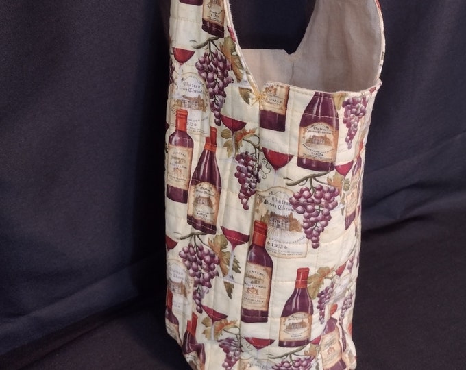 Featured listing image: Quilted Wine Tote, Handmade Tote Bag, Reversible, Gift bag, Anniversary, Housewarming, Wedding, New Year, Great gift idea, Custom orders