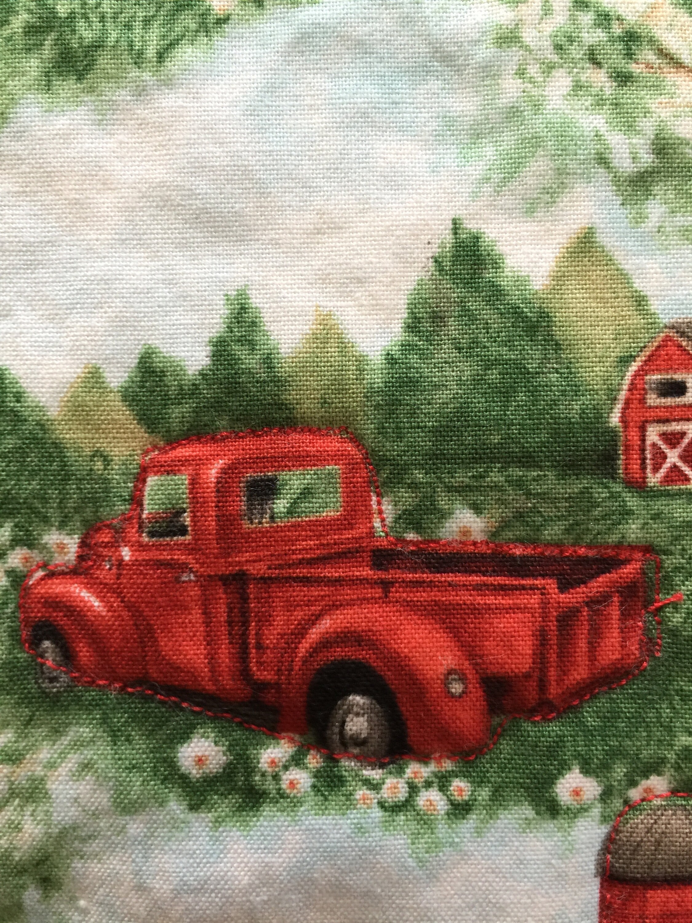 Red pickup trucks Spring placemats Red Barns Country scene Etsy