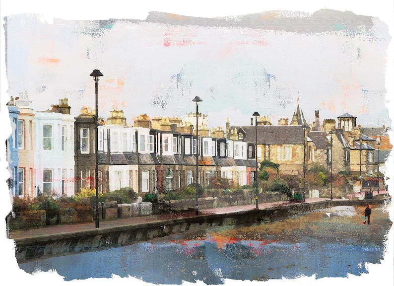Portobello Beach Promenade Edinburgh Scotland Print Impressionist Art