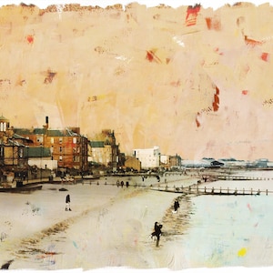 Portobello beach, Edinburgh Scotland Impressionist Art Print Poster Modern Art Home Decor