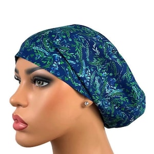 Scrub Hat for Women, Euro Scrub Cap, Surgical Scrub Hat, Nurse Hat, Healthcare Worker Scrub Hat, Surgeon Hat, DK Scrub Hat, Blue Thistle