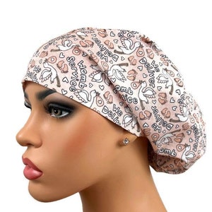 Gorro quirúrgico europeo, gorro quirúrgico, gorro de enfermera, gorro quirúrgico para partos, gorro quirúrgico divertido, gorros quirúrgicos DK, gorro quirúrgico Womb Service color melocotón/beige