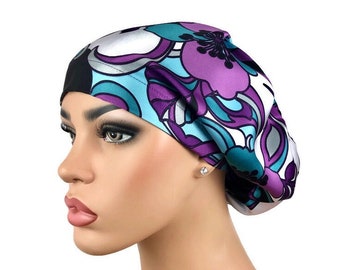 Satin Lined Scrub Hat, Longhair Bonnet, Satin Lining Hat, Satin lined Scrubcap, Adjustable Satin Lined Bonnet Cap, DK Scrub Hats, Loc Bonnet