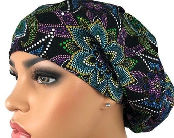 Medallion Peacock Scrub Hat 
