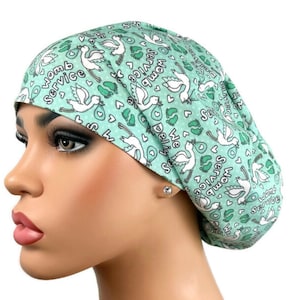 Euro Scrub Cap, Surgical Scrub Hat, Labor & Delivery Scrub Cap, Gift for Nurse, Funny Scrub Hat, DK Scrub Hats, Womb Service Mint Green