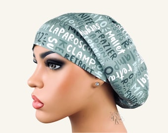 Surgical Scrub Hat for Women and Men, Euro Scrub Cap, Nurse Surgery Hat, Medical Student Gift, OR Cap, DK Scrub Hats, Surgical Tools Print