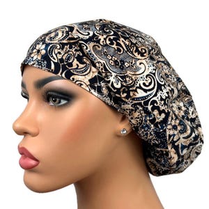 Surgical Scrubcap, Euro Scrub Hat for Women, Bouffant Scrub Cap, Nursing Student Gift, Ponytail Scrub Hat, DK Scrub Hats, Paisley Charm