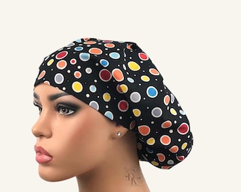 Glow in the Dark Scrub Hat, Surgical Scrub Hat, Polka Dots Scrub Cap, Unisex Scrub Hat,  Nurse Scrub cap, Satin Line Option, DK Scrub Hats