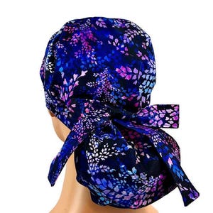 Ponytail Scrub Cap, Surgical Scrub Hat with Ties, Nurses Cap, Satin Lining Option, Operating Room Cap, Dental Scrub Cap,  DK Scrub Hats