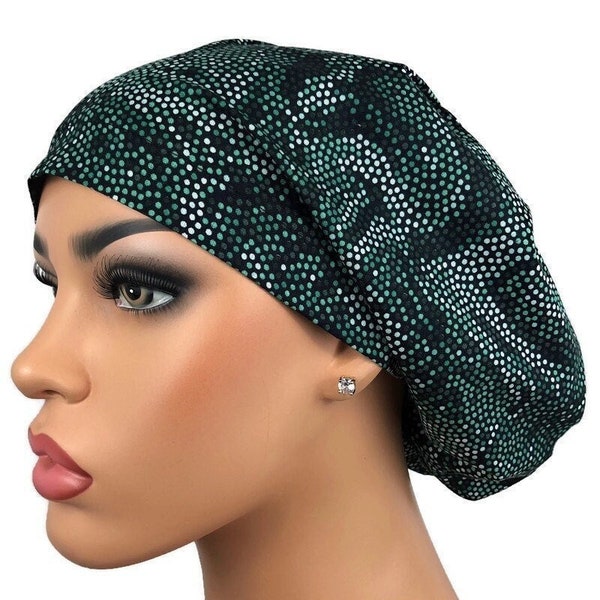 Hunter Green Scrub Hat, Surgical Scrub Hat, Euro Bouffant Scrub Cap, Green Scrub Cap, Dark Green Nurse Hat, DK Scrub Hats