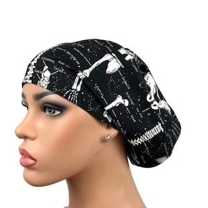 Surgical Scrubhat, Euro Scrubcap, Anatomy Scrubhat, Unisex Scrub Cap, Surgery Cap, Satin-Lining Option, DK Scrub Hats, Glow Skeleton