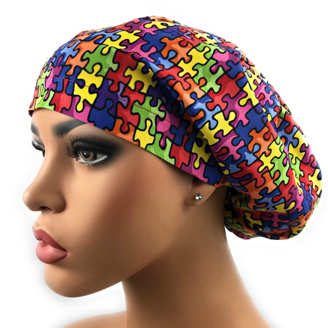 Autism Awareness Scrub Hat Surgical Scrub Hat Satin Line Etsy Norway
