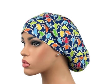 Surgical Scrub Hat, Euro Scrub Cap, Glow in the Dark Scrub Hat, Dentist Hat, OR Scrub Cap, Nurse Hat for Women, DK Scrub Hats, Frogs