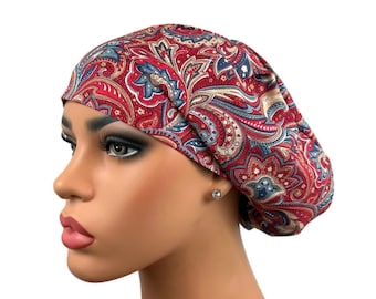 Gorro quirúrgico, gorro quirúrgico para mujer, gorro quirúrgico europeo, regalo para enfermeras, gorro quirúrgico con estampado de cachemira, gorro quirúrgico con cola de caballo, gorros quirúrgicos DK, estampado de cachemira otoñal